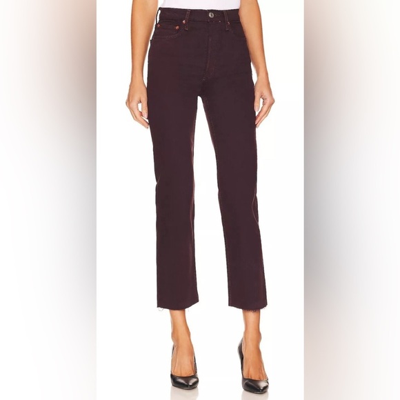 RE/DONE WOMENS STOVE PIPE DENIM CROPPED HIGH-WAIST JEANS, SIZE 26 - Picture 2 of 14